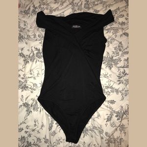 Black off the shoulder bodysuit